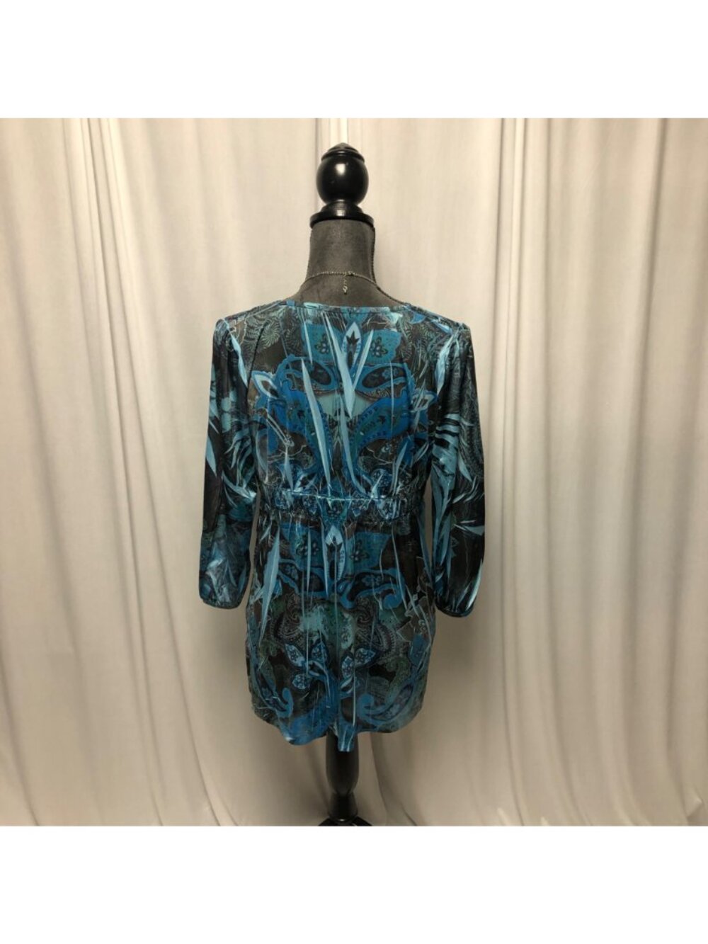 Apt 9 Top Womens Size Medium Blue Bedazzled Stretchy V-Neck Tunic Boho Fairy Y2K - Picture 4 of 6